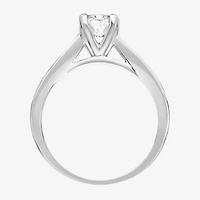 Womens 1 CT. T.W. Lab Created White Moissanite Sterling Silver Oval Engagement Ring