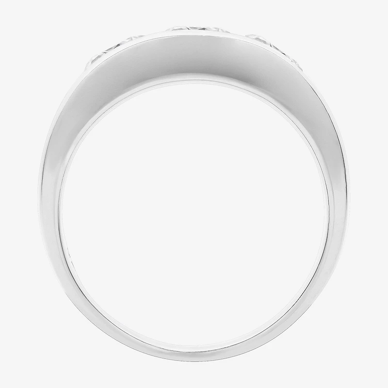 Mens 8.5MM 2 CT. Lab Created White Moissanite Sterling Silver Round Wedding Band