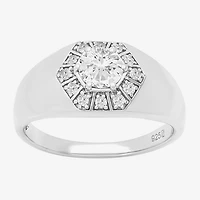Mens 11.5MM 1 CT. Lab Created White Moissanite Sterling Silver Round Wedding Band