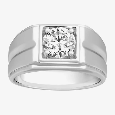 Mens 11M 1 1/2 CT. Lab Created White Moissanite Sterling Silver Round Wedding Band