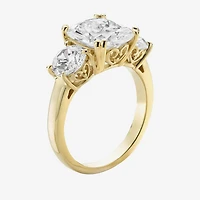 DiamonArt® Womens 5 3/4 CT. T.W. White Cubic Zirconia 14K Gold Over Silver 3-Stone Engagement Ring