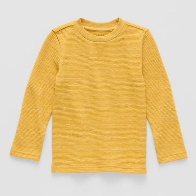 Okie Dokie Textured Knit Toddler & Little Boys Crew Neck Long Sleeve T-Shirt