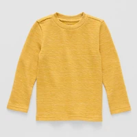 Okie Dokie Textured Knit Toddler & Little Boys Crew Neck Long Sleeve T-Shirt