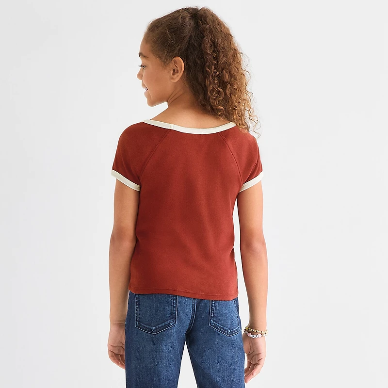 Eyeshadow Big Kid Girls Crew Neck Short Sleeve T-Shirt