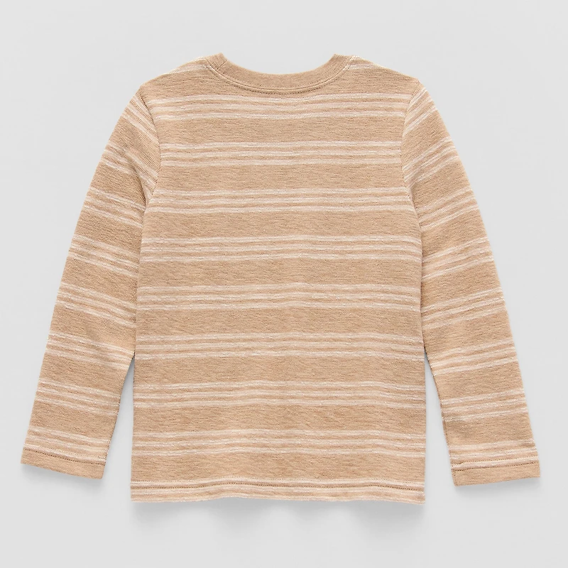 Okie Dokie Textured Knit Toddler & Little Boys Crew Neck Long Sleeve T-Shirt