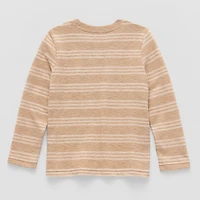 Okie Dokie Textured Knit Toddler & Little Boys Crew Neck Long Sleeve T-Shirt