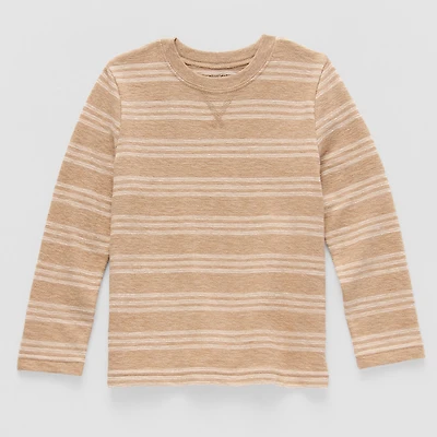 Okie Dokie Textured Knit Toddler & Little Boys Crew Neck Long Sleeve T-Shirt