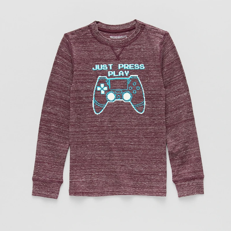 Thereabouts Little & Big Kid Boys Easy-on + Easy-off Sensory Friendly Crew Neck Long Sleeve Adaptive Regular Fit Thermal Top