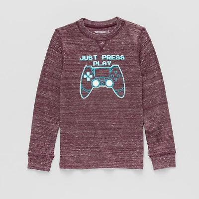 Thereabouts Little & Big Kid Boys Easy-on + Easy-off Sensory Friendly Crew Neck Long Sleeve Adaptive Regular Fit Thermal Top