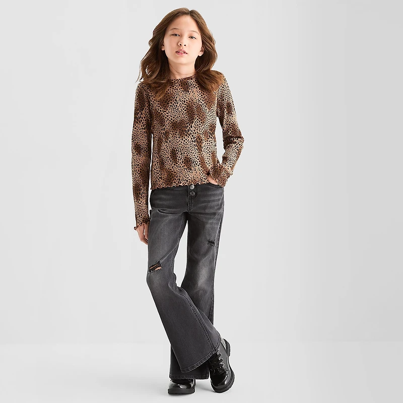 Thereabouts Little & Big Kid Girls Round Neck Long Sleeve T-Shirt