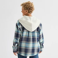 Thereabouts Little & Big Kid Boys Hooded Long Sleeve Cuffed Regular Fit Button-Down Shirt