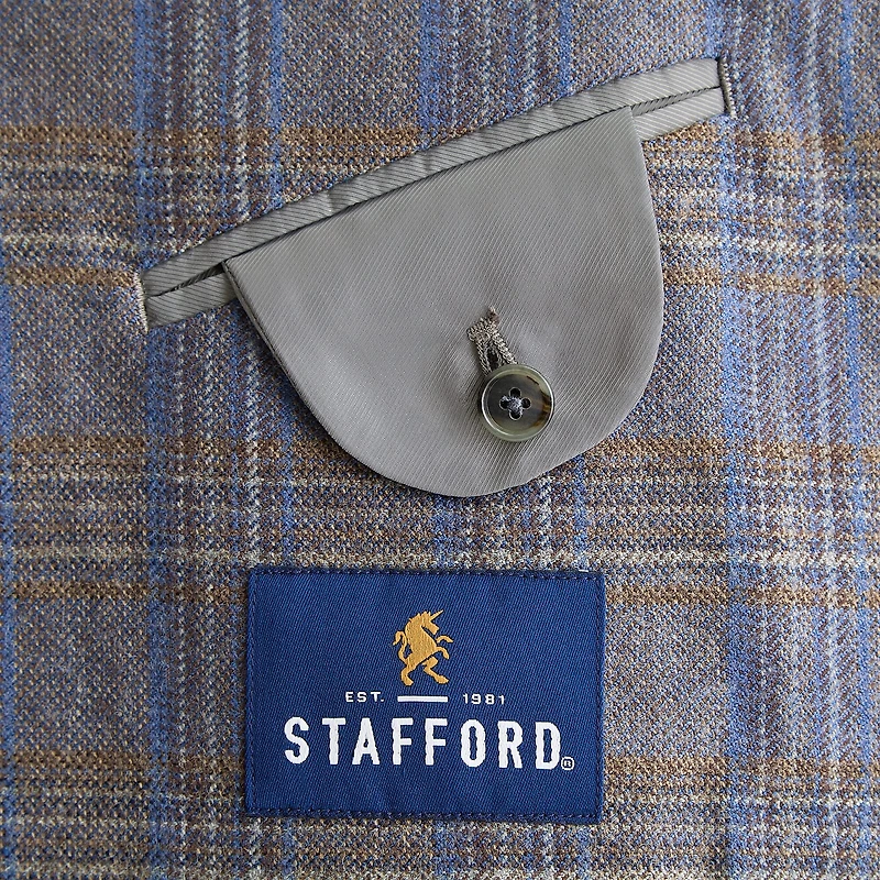 Stafford Mens Big and Tall Plaid Classic Fit Sport Coat
