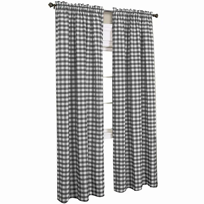 Buffalo Check Rod Pocket Light-Filtering Single Curtain Panel
