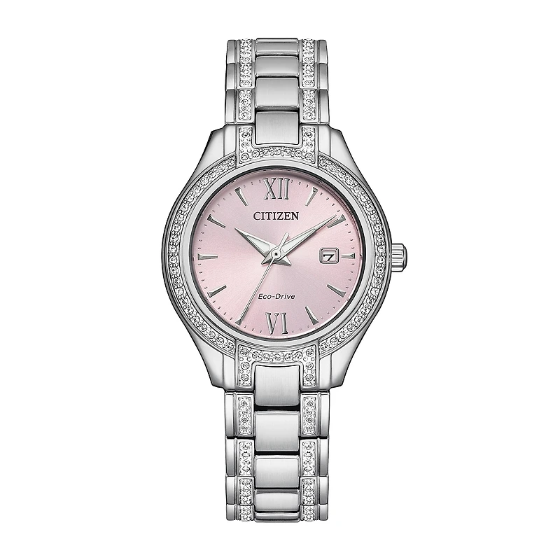 Citizen Silhouette Womens Crystal Accent Silver Tone Stainless Steel Bracelet Watch Fe1230-51x