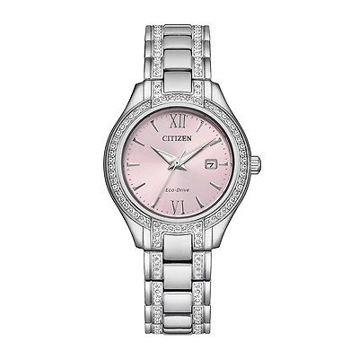Citizen Silhouette Womens Crystal Accent Silver Tone Stainless Steel Bracelet Watch Fe1230-51x