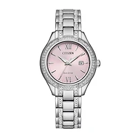 Citizen Silhouette Womens Crystal Accent Silver Tone Stainless Steel Bracelet Watch Fe1230-51x