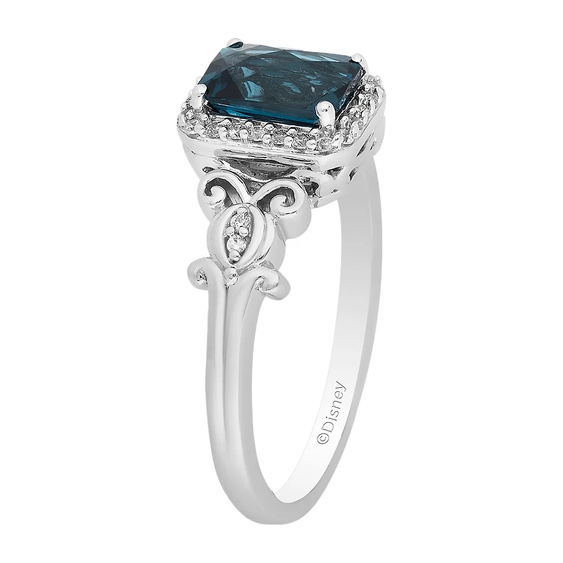 Enchanted Disney Fine Jewelry Womens 1/10 CT. T.W. Genuine Blue Topaz Sterling Silver Cinderella Cocktail Ring