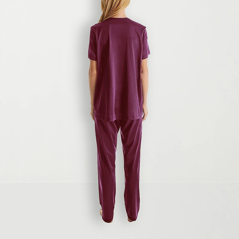 Exquisite Form Womens V-Neck Short Sleeve 2-pc. Pajama Set