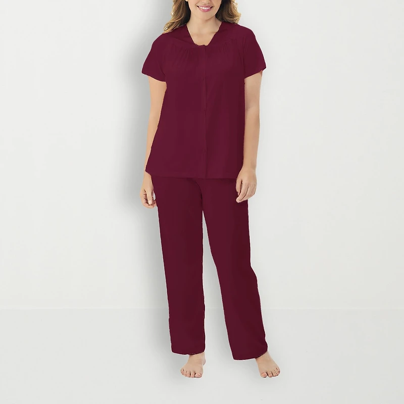 Exquisite Form Womens V-Neck Short Sleeve 2-pc. Pajama Set