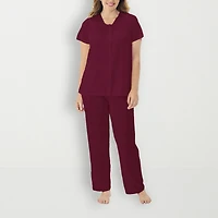 Exquisite Form Womens V-Neck Short Sleeve 2-pc. Pajama Set