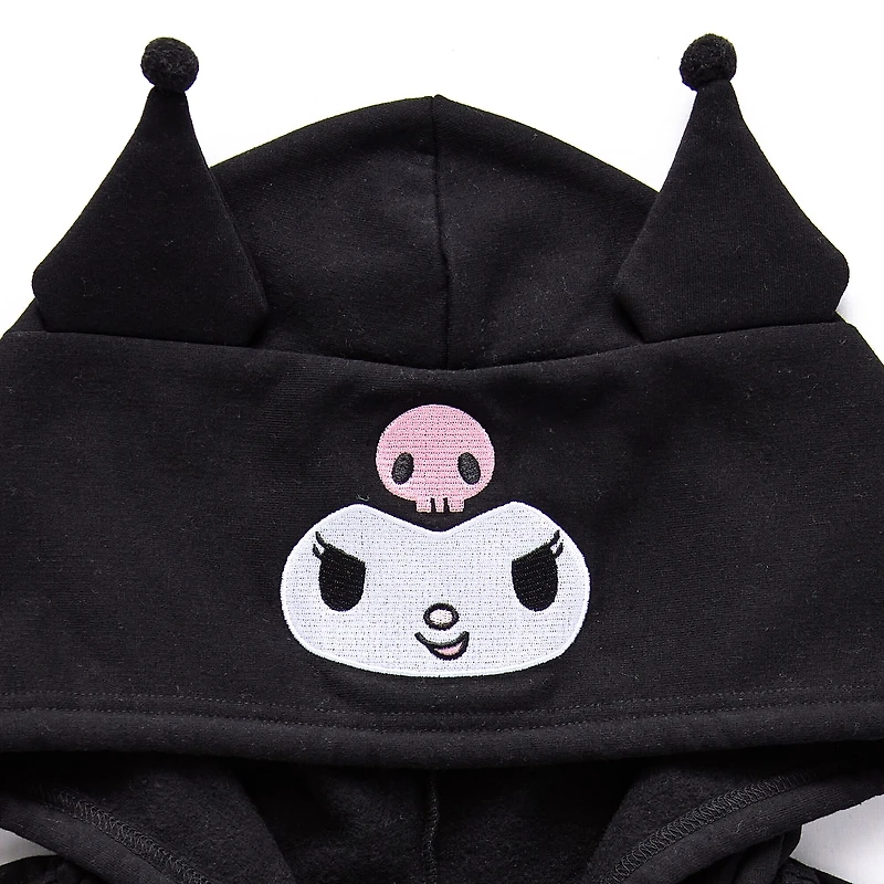 Womens Juniors Long Sleeve Kuromi Fleece Zipper Hoodie