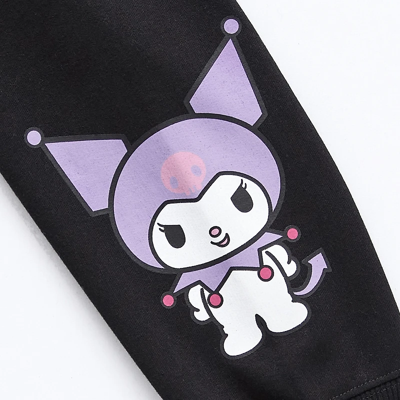 Womens Juniors Long Sleeve Kuromi Fleece Zipper Hoodie