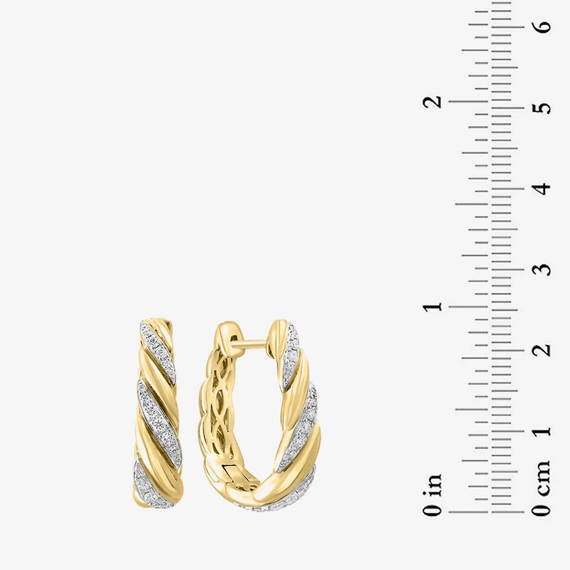 Effy Final Call Limited Quantities! Womens 1/2 CT. T.W. Natural White Diamond 14K Gold 22.1mm Hoop Earrings