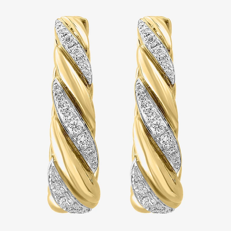 Effy Final Call Limited Quantities! Womens 1/2 CT. T.W. Natural White Diamond 14K Gold 22.1mm Hoop Earrings