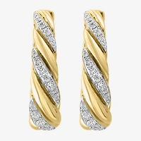 Effy Final Call Limited Quantities! Womens 1/2 CT. T.W. Natural White Diamond 14K Gold 22.1mm Hoop Earrings