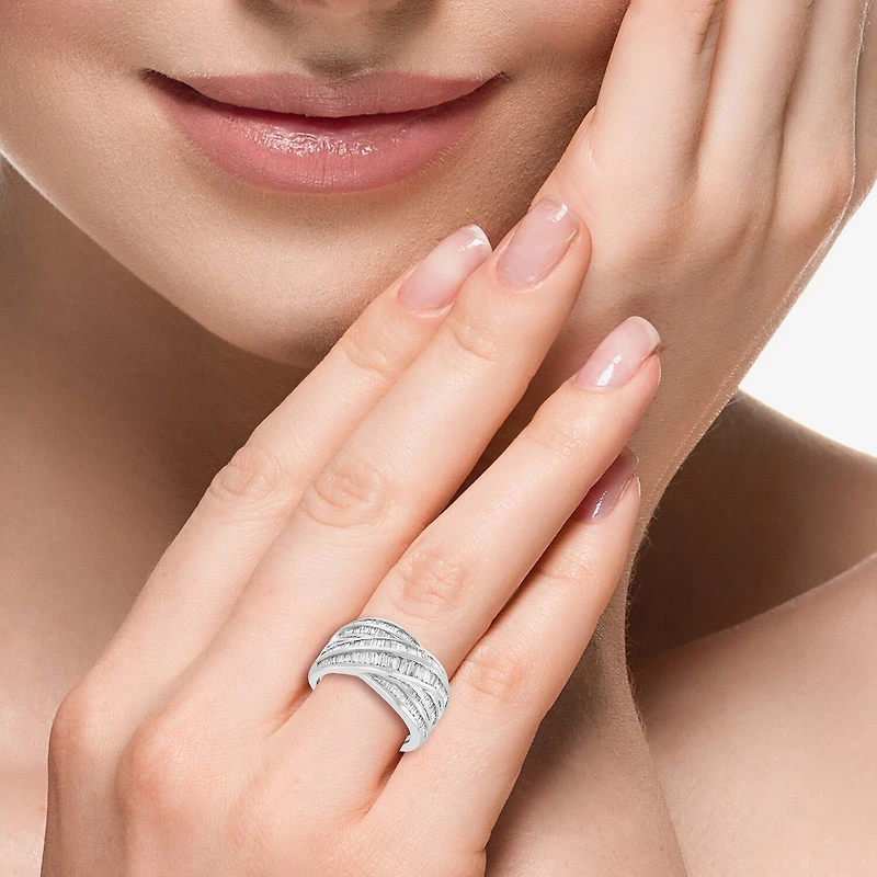 Effy Final Call Limited Quantities! Womens 3MM 7/8 CT. T.W. Natural White Diamond 14K Gold Crossover Band