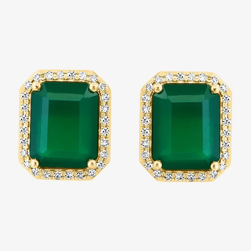 Effy Final Call Limited Quantities! 1/5 CT. Genuine Green Onyx 14K Gold 11.6mm Stud Earrings