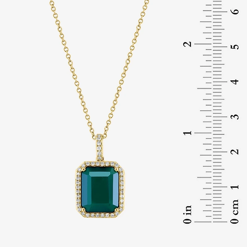 Effy Final Call Limited Quantities! Womens 1/7 CT. T.W. Genuine Green Onyx 14K Gold 16 Inch Pendant Necklace