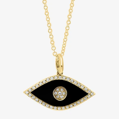 Effy Final Call Limited Quantities! Womens 1/8 CT. T.W. Genuine Black Onyx 14K Gold Evil Eye 16 Inch Pendant Necklace