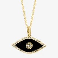 Effy Final Call Limited Quantities! Womens 1/8 CT. T.W. Genuine Black Onyx 14K Gold Evil Eye 16 Inch Pendant Necklace