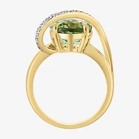 Effy Final Call Limited Quantities! Womens 1/7 CT. T.W. Genuine Green Amethyst 14K Gold Oval Cocktail Ring