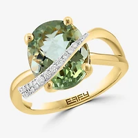 Effy Final Call Limited Quantities! Womens 1/7 CT. T.W. Genuine Green Amethyst 14K Gold Oval Cocktail Ring