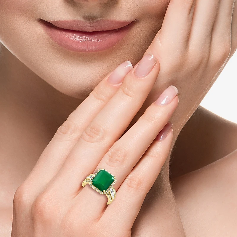 Effy Final Call Limited Quantities! Womens 1/2 CT. T.W. Genuine Green Onyx 14K Gold Cocktail Ring