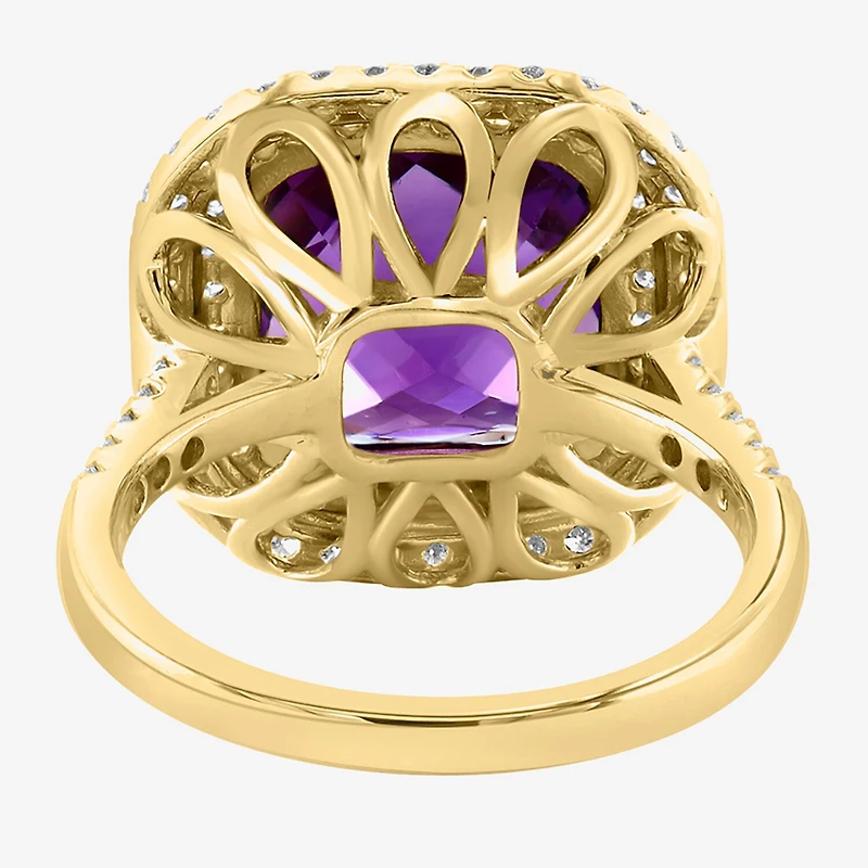 Effy Final Call Limited Quantities! Womens 3/4 CT. T.W. Genuine Purple Amethyst 14K Gold Cushion Cocktail Ring