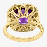 Effy Final Call Limited Quantities! Womens 3/4 CT. T.W. Genuine Purple Amethyst 14K Gold Cushion Cocktail Ring