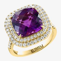 Effy Final Call Limited Quantities! Womens 3/4 CT. T.W. Genuine Purple Amethyst 14K Gold Cushion Cocktail Ring