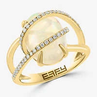 Effy Final Call Limited Quantities! Womens 1/4 CT. T.W. Genuine White Opal 14K Gold Oval Cocktail Ring