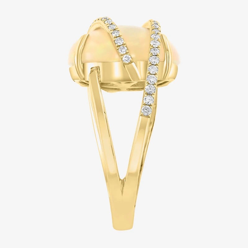 Effy Final Call Limited Quantities! Womens 1/4 CT. T.W. Genuine White Opal 14K Gold Oval Cocktail Ring