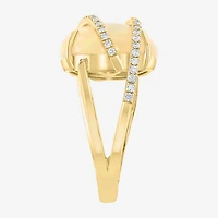 Effy Final Call Limited Quantities! Womens 1/4 CT. T.W. Genuine White Opal 14K Gold Oval Cocktail Ring
