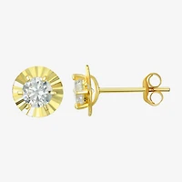 Womens Cubic Zirconia 10K Gold Round 3 Pair Earring Set