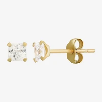 Womens Cubic Zirconia 10K Gold Round Square 5 Pair Earring Set