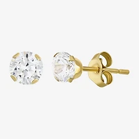 Womens Cubic Zirconia 10K Gold Round Square 5 Pair Earring Set