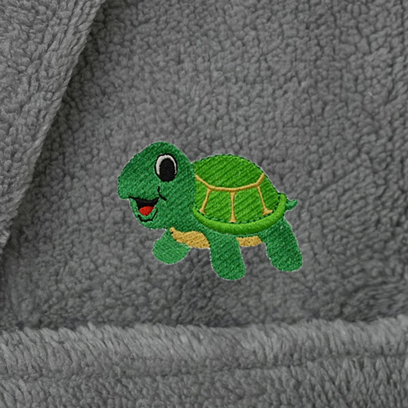 Linum Home Textiles Plush Turtle Kids Bathrobe Unisex Long Sleeve Length Robe