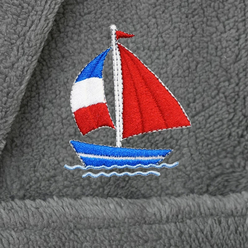Linum Home Textiles Plush Boat Kids Bathrobe Unisex Long Sleeve Length Robe