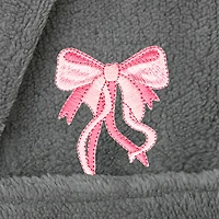 Linum Home Textiles Plush Bow Girls Long Sleeve Length Robe