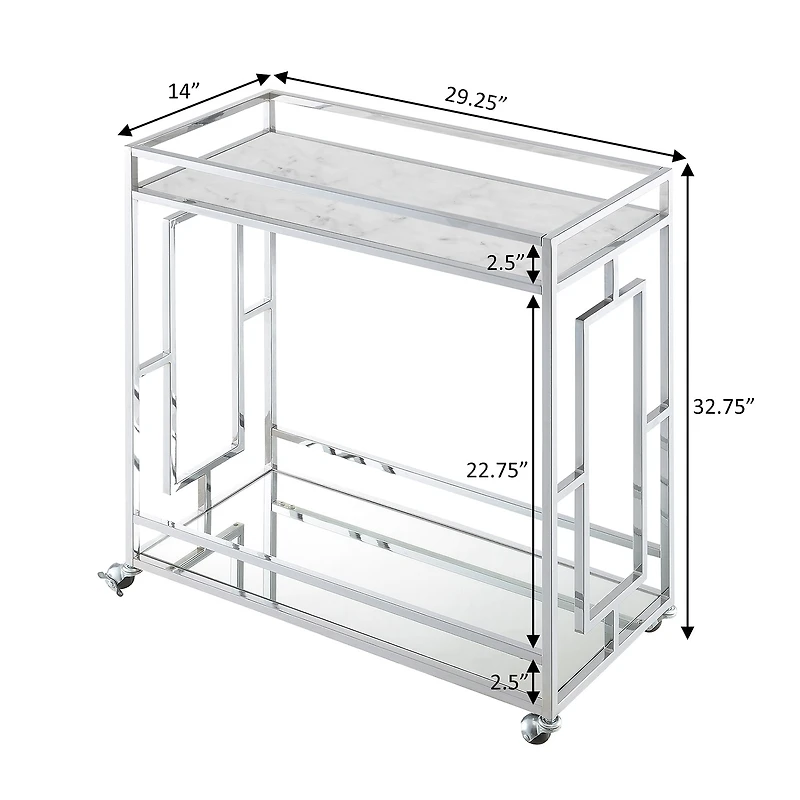 Convenience Concepts Town Square Faux Marble-Top Kitchen Cart